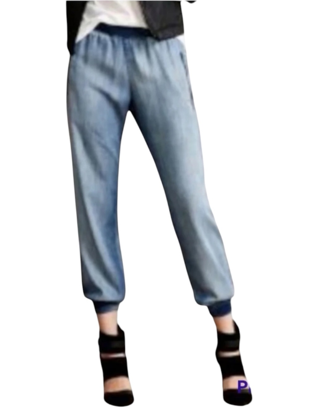 Anthropologie Cloth & Stone | Women’s Medium Blue Chambray Pull On Jogger Jeans